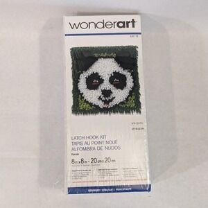 Wonderart Latch Hook Kit Panda 8x8 Mini Rug DIY Craft Kit 426178 Beginner NEW